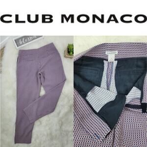CLUB MONACO Micro Check Cropped Chino Dress Pant Modern Preppy Career Office 2